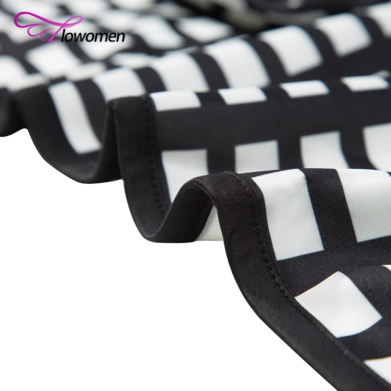 Flowomen осень черный белый цвет пальто в клетку Винтаж Кардиган Тонкий с длинным