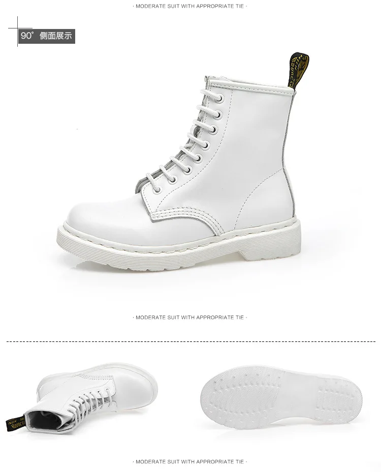 SWONCO martin boots women shoes genuine leather high top white sneakers platform ankle boots for women platform boot 41 44