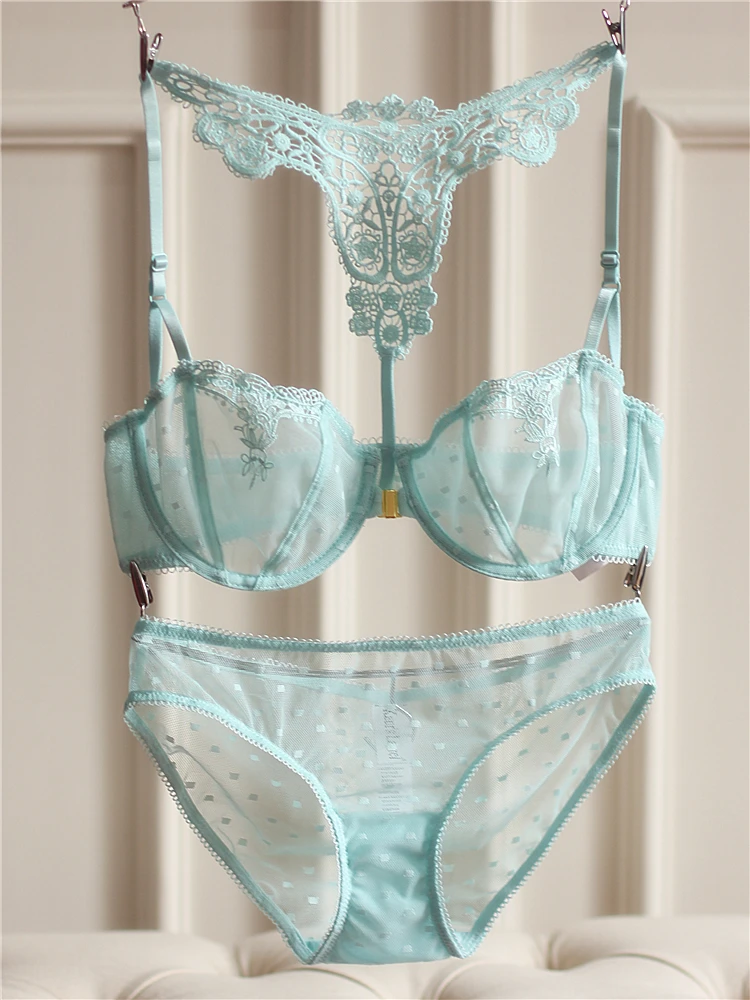 Новый стиль ультра-тонкий сексуальный женский бюстгальтер с вышивкой комплект