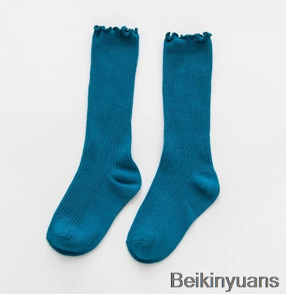 Lace light blue Хлопковые детские носки принцессы для девочек детские гольфы с кружевными бабочками удобные мягкие гетры хорошо сохраняют тепло - Цвет: Lace light blue