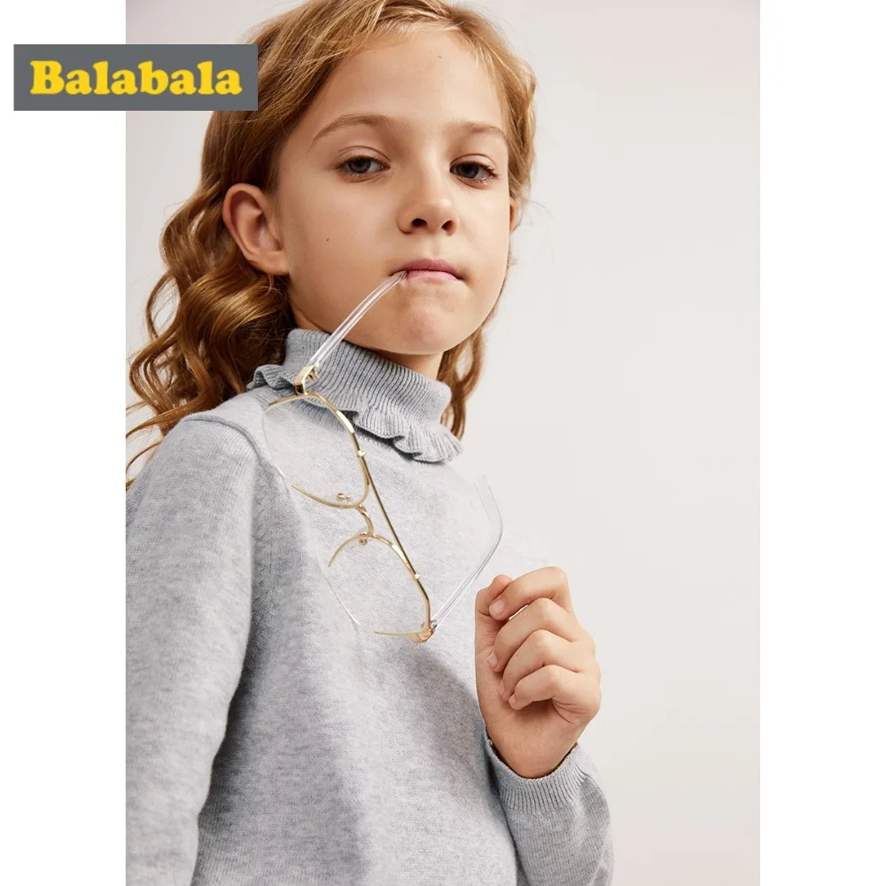 Balabala/трикотажный свитер с высоким воротником и оборками для девочек со