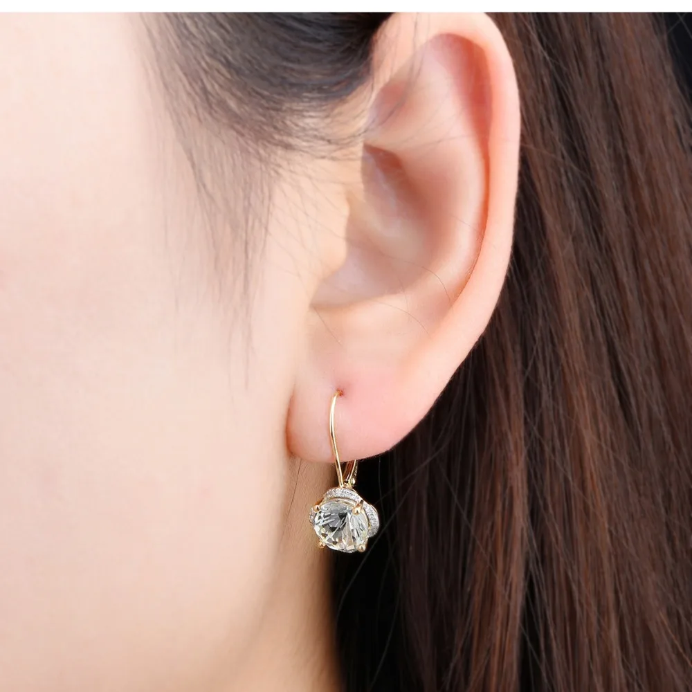 LP Solid 14KY золотые бриллиантовые серьги натуральный зеленый аметист 3.79CT специальные ромашки для резки изысканные модные ювелирные изделия из драгоценных камней для подарка