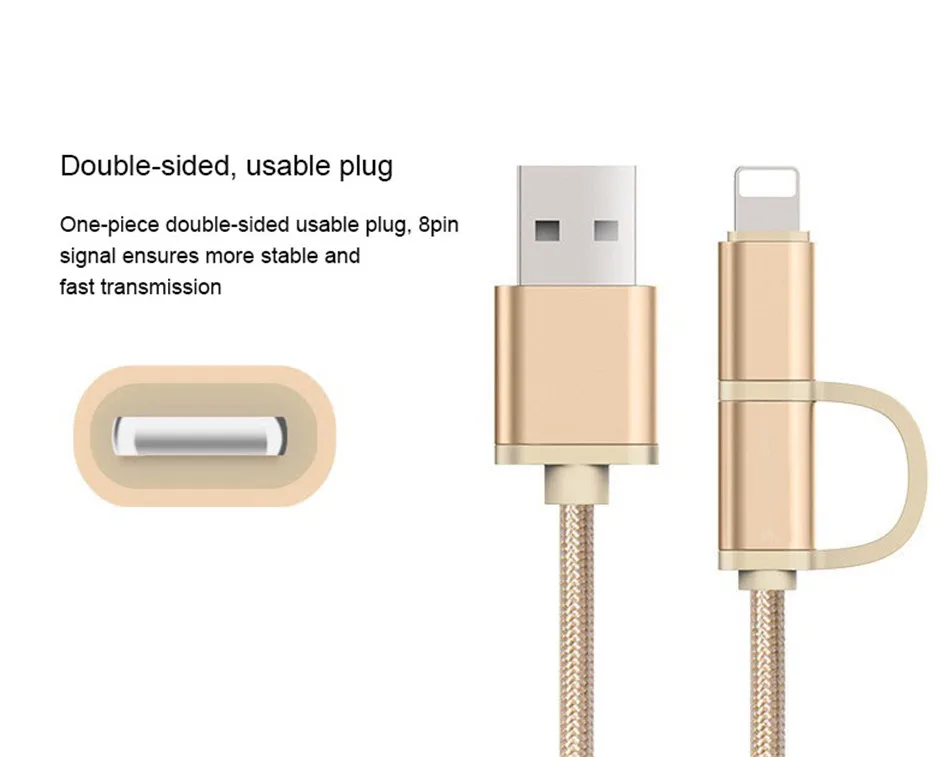 NOHON 2 в 1 микро USB кабель для зарядки и синхронизации данных 8 Pin для iPhone 7 8 Plus X для iPad Mini кабели для зарядного устройства для samsung S7