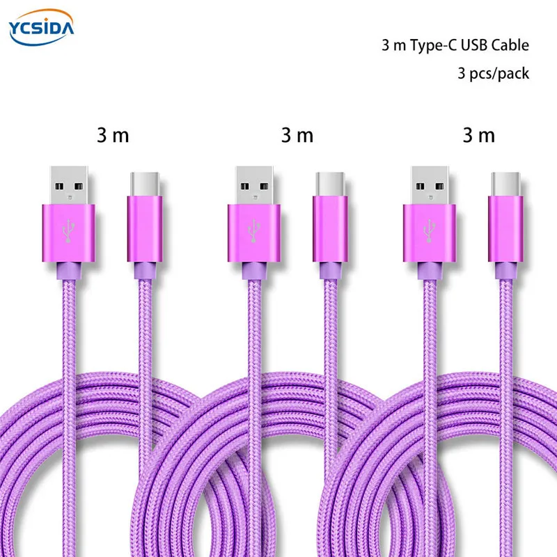 5V 2.4A USB C нейлоновый кабель для зарядного устройства Samsung S10/LG G6/Huawei mate 20/Xiaomi 8/OPPO