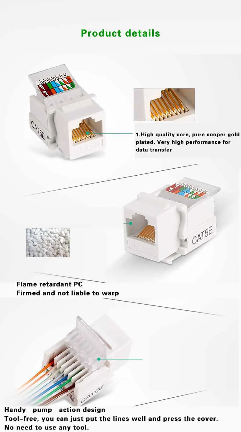 10 шт./25 шт. без инструментов CAT5E CAT6 UTP сетевой модуль RJ45 разъем информации розетка компьютерная Розетка Кабель адаптер Keystone