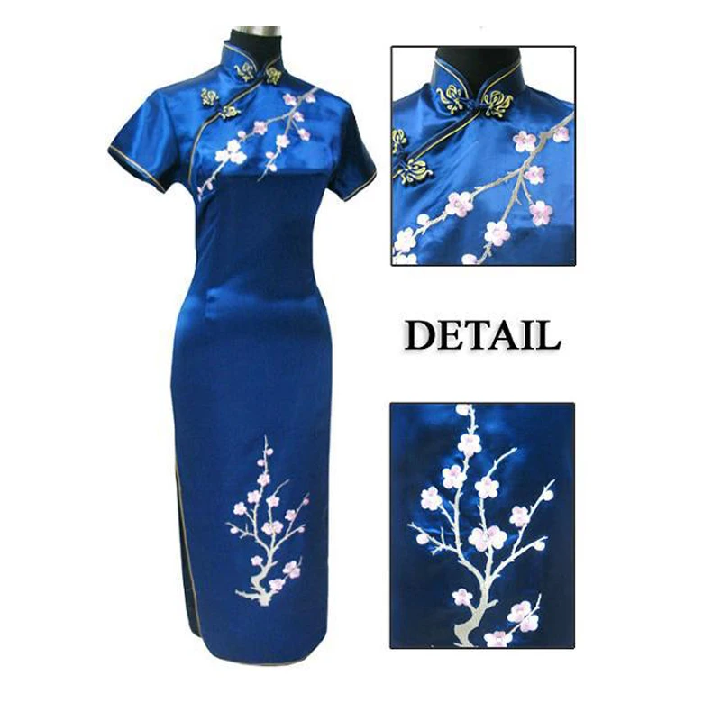 Винтажное китайское платье Ципао с цветочной вышивкой размеры S M L XL XXL XXXL 020708|long