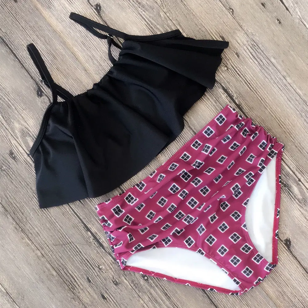 Новинка 2018 комплект бикини с рюшами сексуальный женский купальник высокой