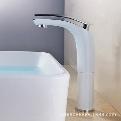 style 4 white Смесители для ванной бассейна красный/черный/белая латунь кран раковина кран алмазный высокий смеситель кран одно отверстие на бортике горячей холодной Torneira - Цвет: style 4 white