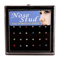 10 pcs new cute girls septum medical stainless steel crystal nose studs women punk indian piercing stud body jewelry party gift