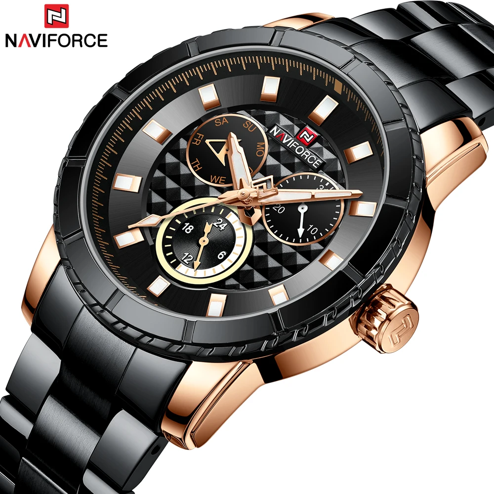 Новые часы NAVIFORCE люксовый бренд мужские спортивные полностью Стальные кварцевые