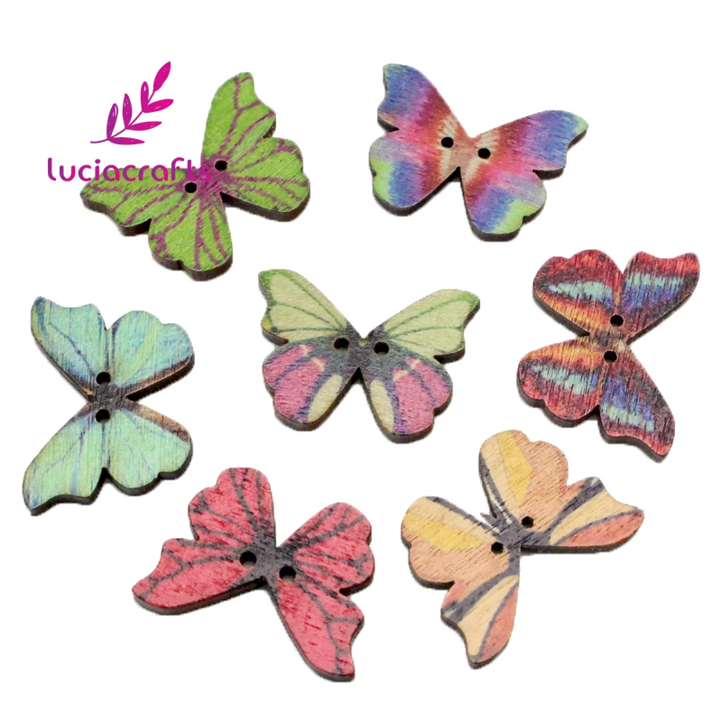 Распродажа! Lucia crafts 24 шт. 21*28 мм с 2 отверстиями смешанные DIY деревянные пуговицы одежды шитье, скрапбукинг, аксессуары CH1239