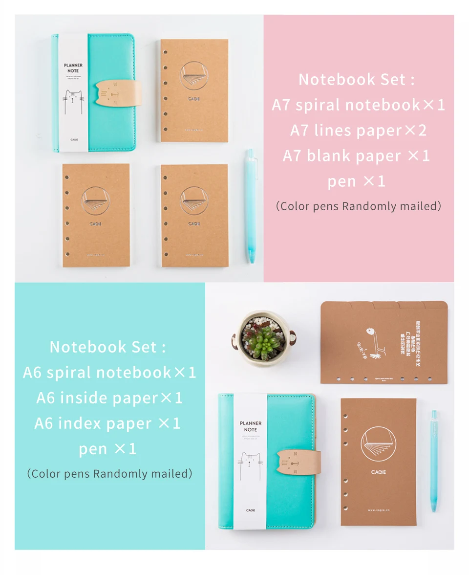 Bullet Journal Sketchbook Cat Kawaii спиральная записная книжка для путешественников a7 планировщик Мини карманный журнал a6 планировщик разделители