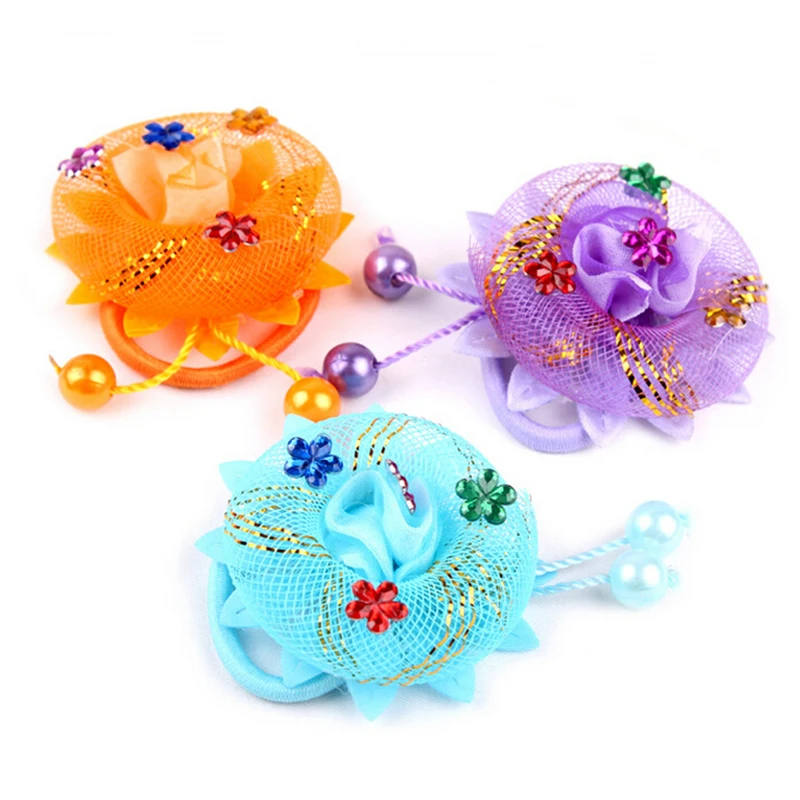 HOT Elastic Hair Bands Flowers Holder Gum Rope Baby Girls Kids Cute Tie Decoration Accessories Scrunchie Styling Head Wear | Детская