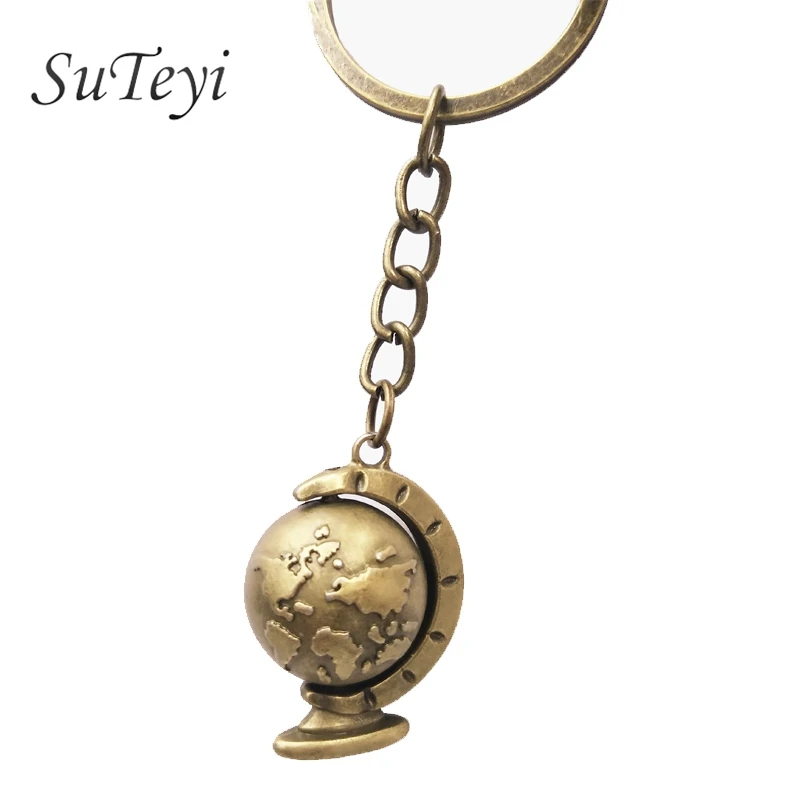 Брелок SUTEYI с подвесками в виде глобуса длинная цепочка для ключей покрытием из