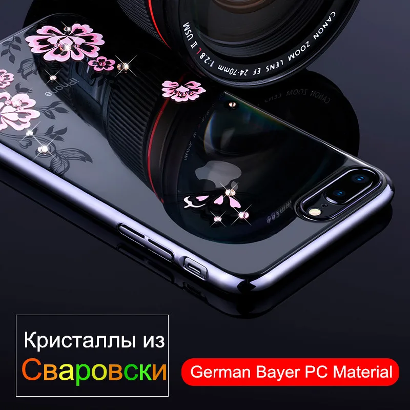 KINGXBAR для iPhone 8 7 Plus бабочка цветок Обложка кристаллы чехол телефона|case for iphone|for