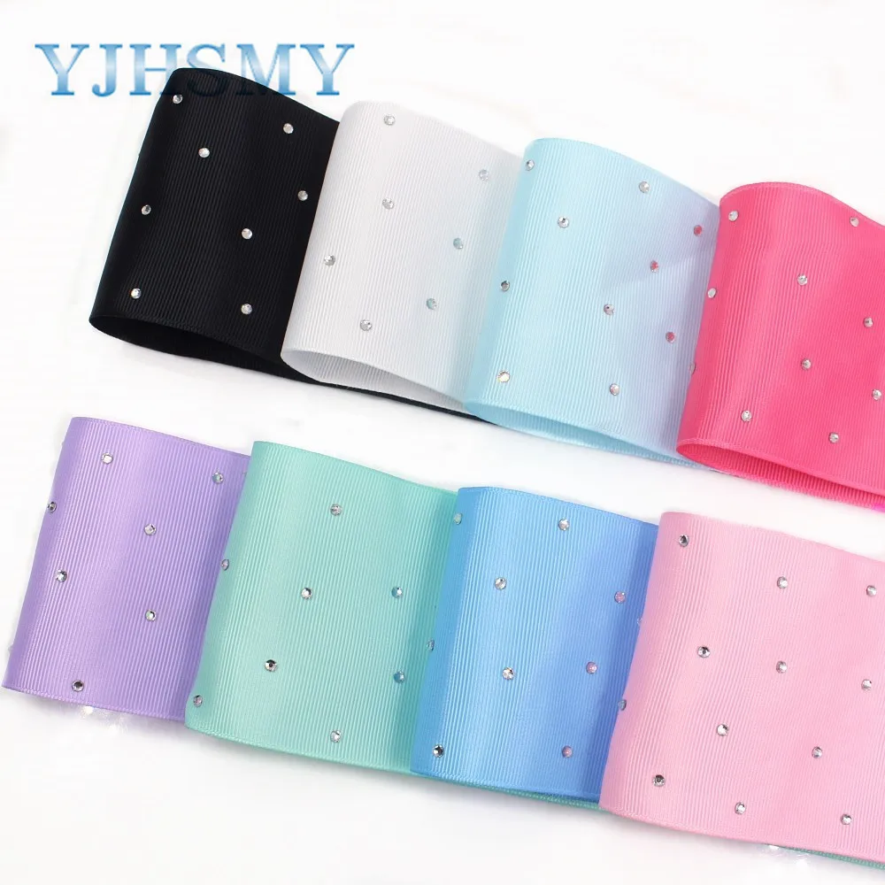 

YJHSMY I-19416-1017,Solid color white diamond Ribbon 3''(75mm),DIY Handmade Hairbows Accessories Wedding Party Decoration 5yards