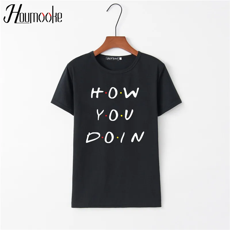 Женские хлопковые футболки с коротким рукавом Houmk HOW YOU DO IN черные и белые