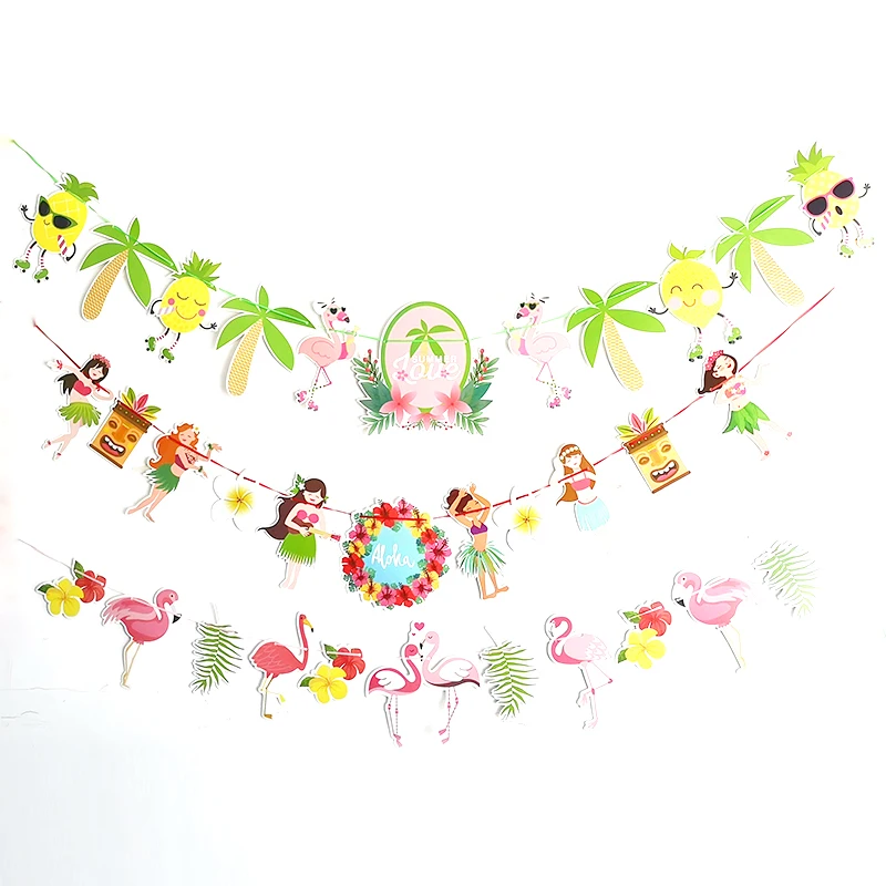 4 стиля Гавайский баннер из фигурок Фламинго Бантинг Лето День рождения гирлянда