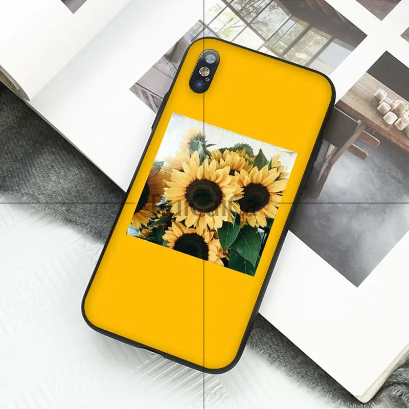 Ruicaica жёлтый Подсолнух Мягкий силиконовый чехол для телефона из ТПУ Apple iPhone 8 7 6 S Plus
