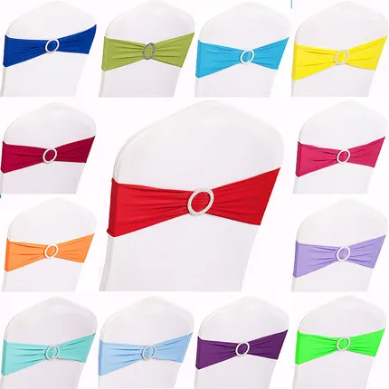 Повязка на стул из лайкры 100 шт. Эластичный Бант спандекса с круглым кольцом для