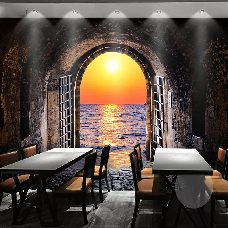 Пользовательские фото обои 3D стерео Космос туннель закат Морской вид фрески