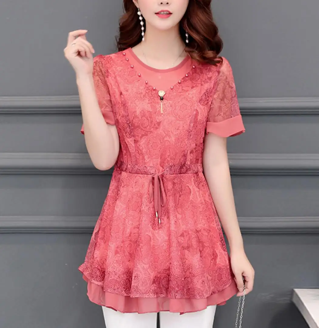

blusas mujer de moda 2019 blouse women short sleeve hollow Mesh ladies tops summer women blouses womens tops and blouses