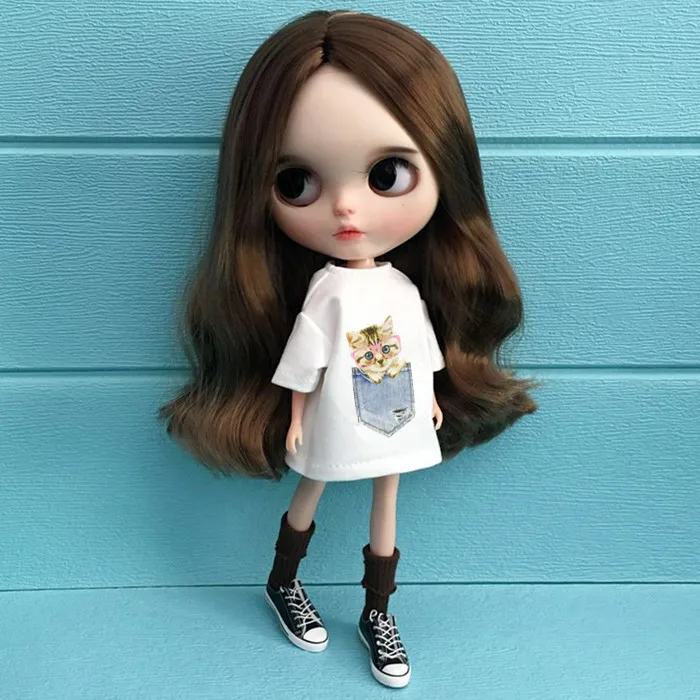Модная Кукла blyth футболка одежда свинка длинная рубашка Барби платье для Pullip Licca