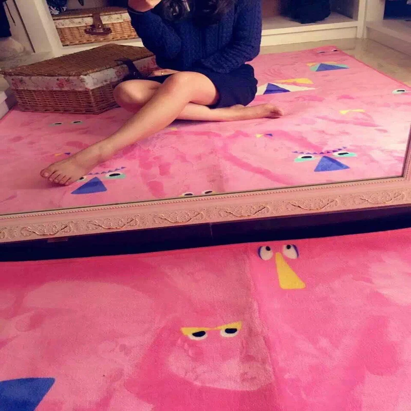 New Soft Flannel pink color printed anti-Slip Rug Mat Carpet For living room Bedroom Home Decor | Дом и сад