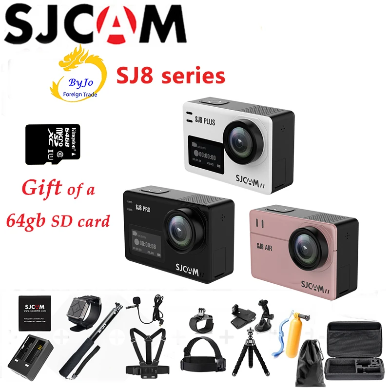 

Original SJCAM SJ8 Serie Extreme sports Ambarella 4K/60FPS Action camera 30m waterproof WIFI Remote Control Gift of 64G TF card