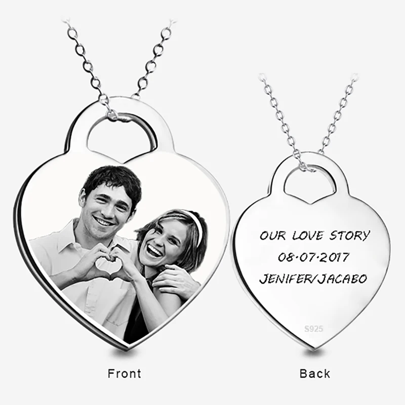 Personalized Name Photo Pendant Collar Necklace 925 Silver Custom Engraved Statment Necklaces Fashion Jewelry Bijoux For Women | Украшения