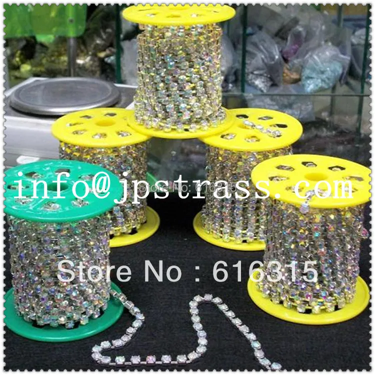 2 мм позолоченная цепь стразы с кристаллами ab цветная металлическая для обрезки