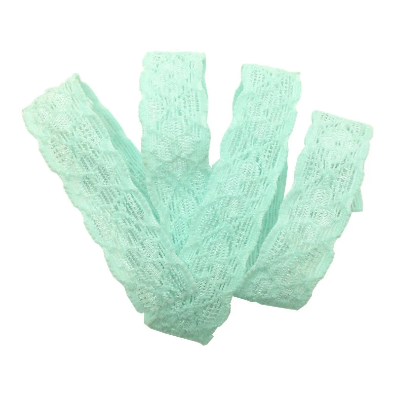 L10 Aqua 5Yards 5/8 Lace trim elastic bands DIY Headband Girls Ponytails decoration Accessories - Цвет: L10 Aqua