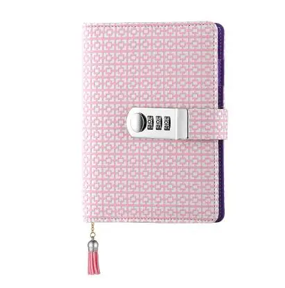 Pink Kawaii A6, корейский замок, кожа, блокнот, блокнот, блокноты, подарок для девочки, цветок, вкладыш, пароль, мини, запираемый, дневник, школьные принадлежности - Цвет: Pink