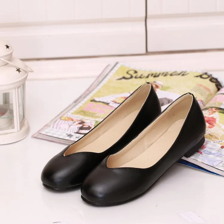 

Plus Big Size 34-47 Women Pu Leather Flat Shoes Woman Work Shallow Fashion Female Casual Single Soft 08-6
