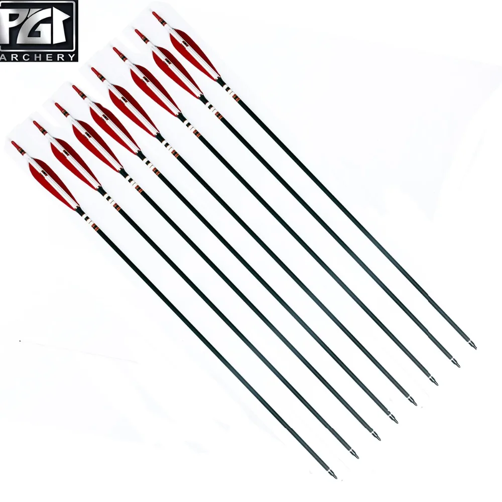 PG1ARCHERY углеродная стрела с 5 ''параболические перья позвоночника 500 OD 7 6 мм