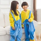 Пижама для мальчиков и девочек, Детская Пижама унисекс, желтая, синяя, Детская Пижама для косплея с мультяшными животными, комбинезон, одежда для сна, толстовка