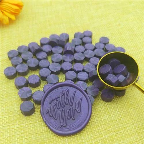 purple 100 шт/партия Ретро восьмиугольная штамповка запечатывания восковых бусин сургучные штампы для конвертов документов свадебные приглашения декоративные поставки - Цвет: purple