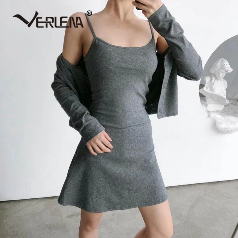 Verlena 2019 Женский комплект из двух предметов летнее платье на бретельках и кардиган
