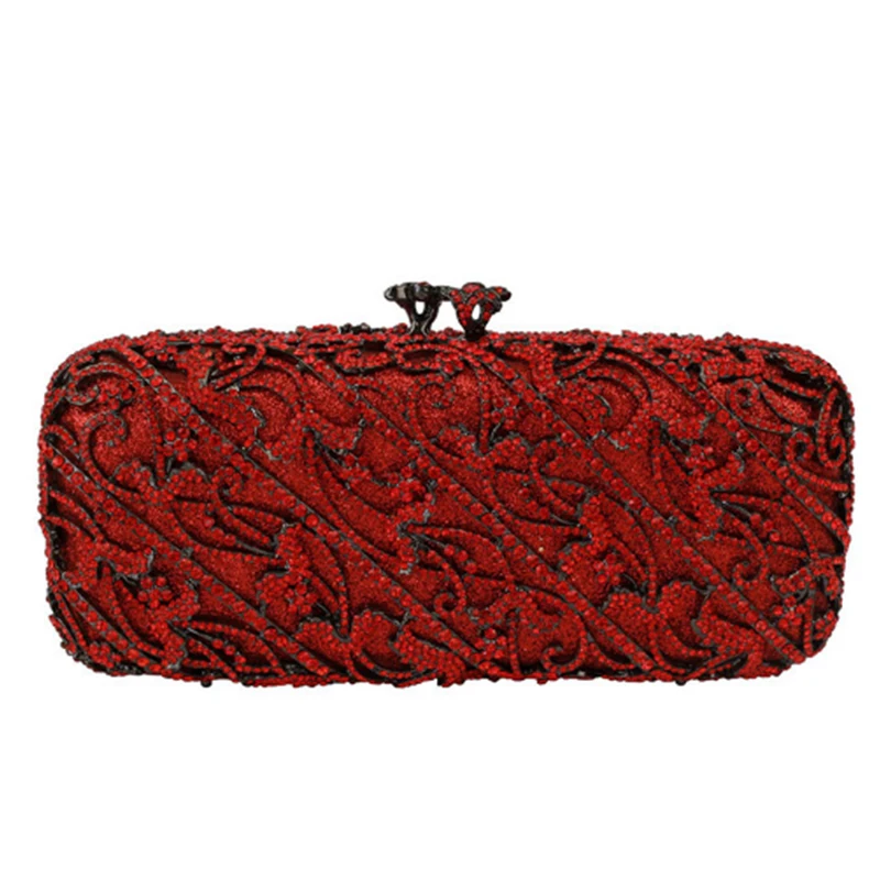 

gold silver blue green red Crystal Hollow Out Women Bridal Wedding Evening Clutch Bag Metal Party Minaudiere Handbags Purses