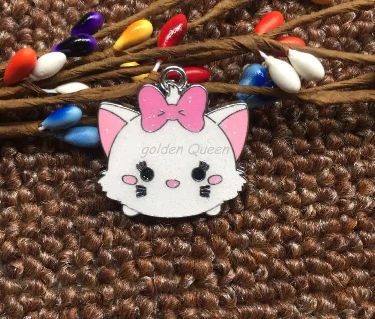 20 шт Популярный мультфильм ЦУМ Мэри коты металлический Шарм Ключ ожерелье с