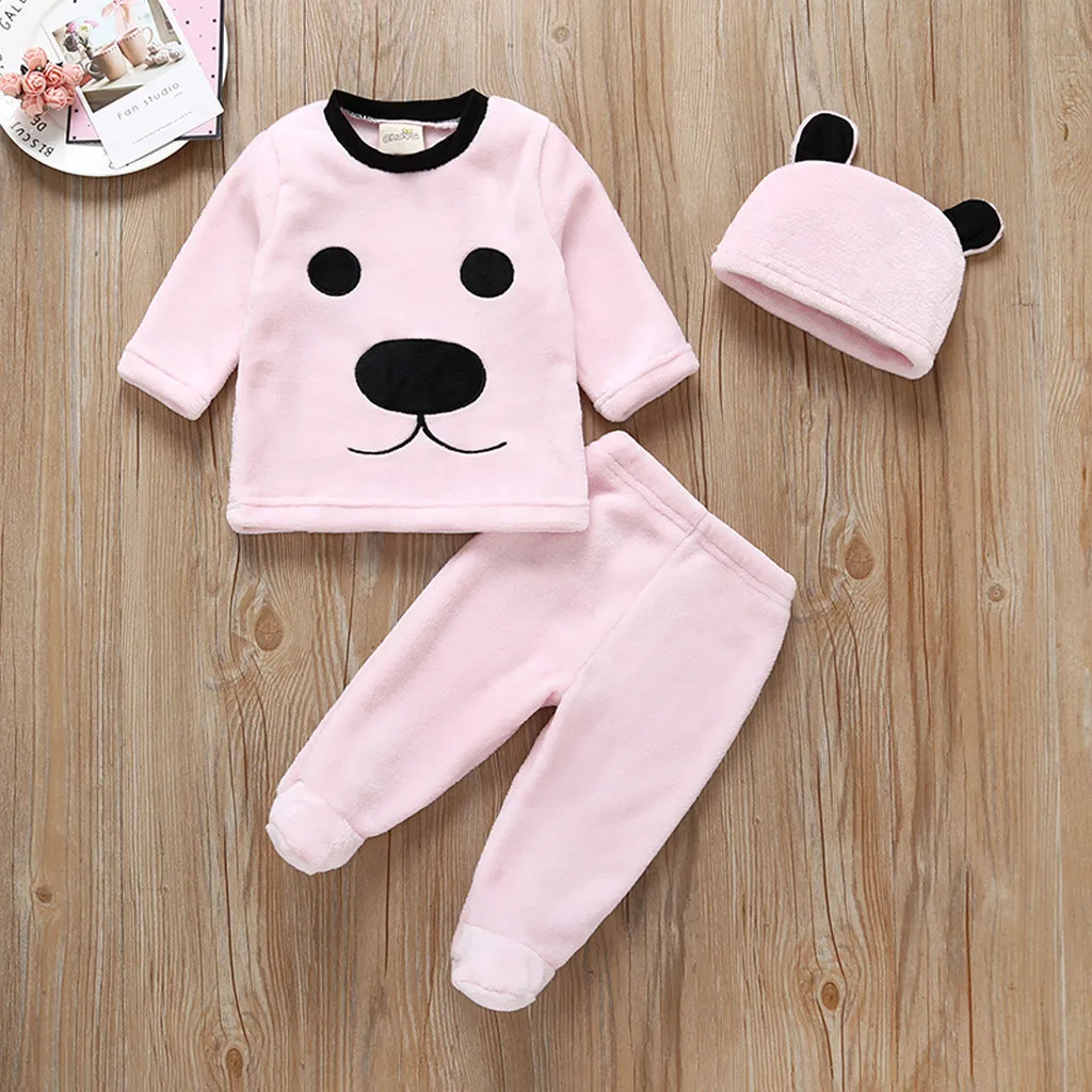 Хлопковые зимние комплекты из 3 предметов для новорожденных мальчиков и девочек