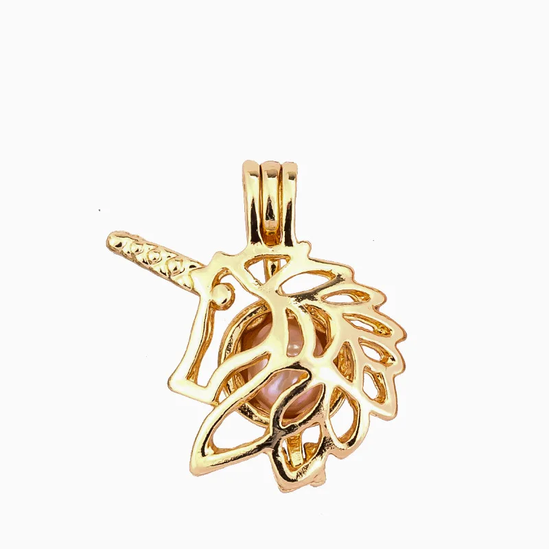 Gold Color Pearl Cage Locket Pendant Unicorn/Love Heart/Mermaid/Flower/Dolphin Theme Oyster For Wish Necklace Gifts | Украшения и
