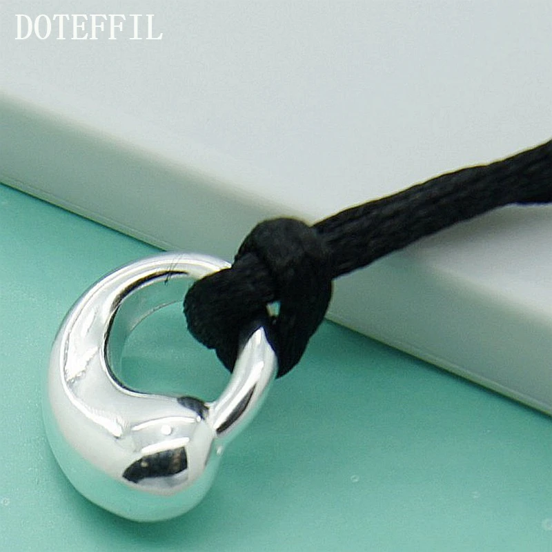 DOTEFFIL ожерелье из стерлингового серебра 925 пробы с капельками воды черная цепочка