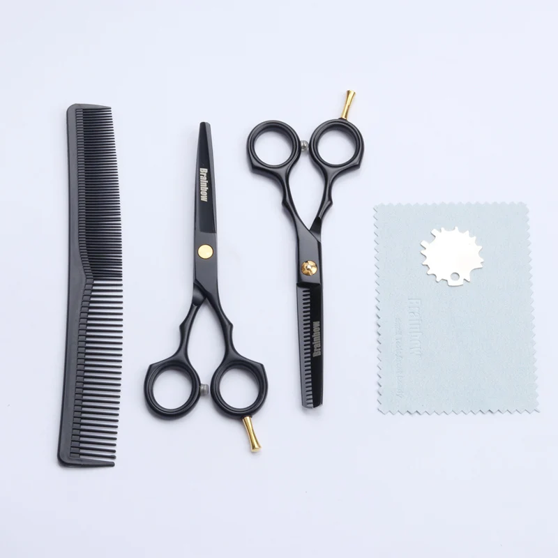 Scissors Set Brainbow 5,5 'Профессиональные черные японские ножницы для волос режущие филировочные парикмахерские Парикмахерские Ножницы Парикмахерская Стрижка Инструменты для укладки - Цвет: Scissors Set