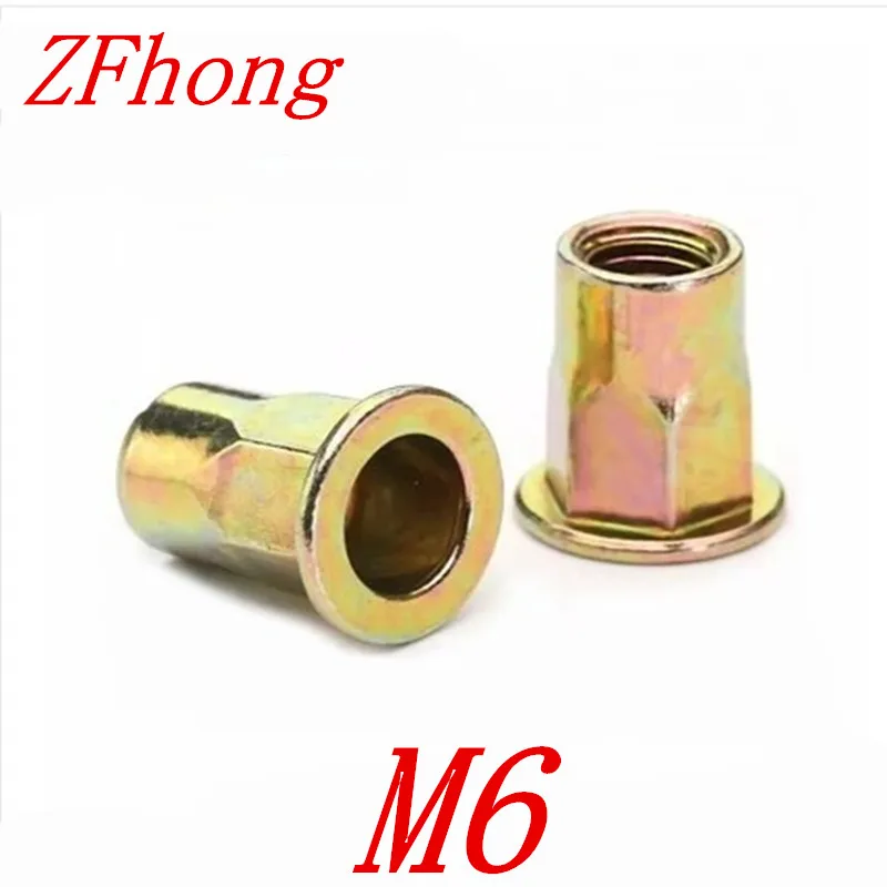 

100pcs half hex rivet nut M6 Metric thread steel with zinc hex Rivet Nut Rivnut Inserts Nut