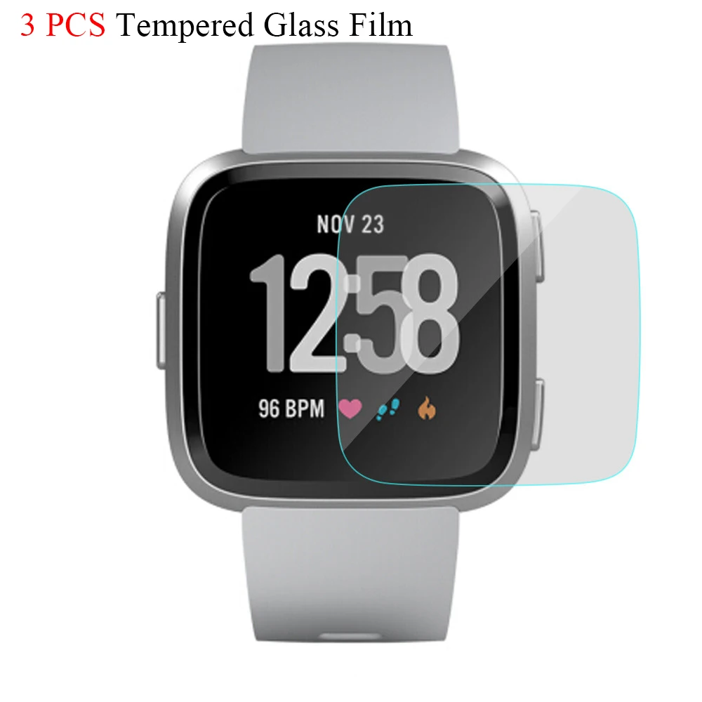 Tempered glass film Браслет без винтов Сменные Металлические Браслеты Аксессуары Для Fitbit Versa ремешок из нержавеющей стали для Fitbit Versa Band - Цвет: Tempered glass film