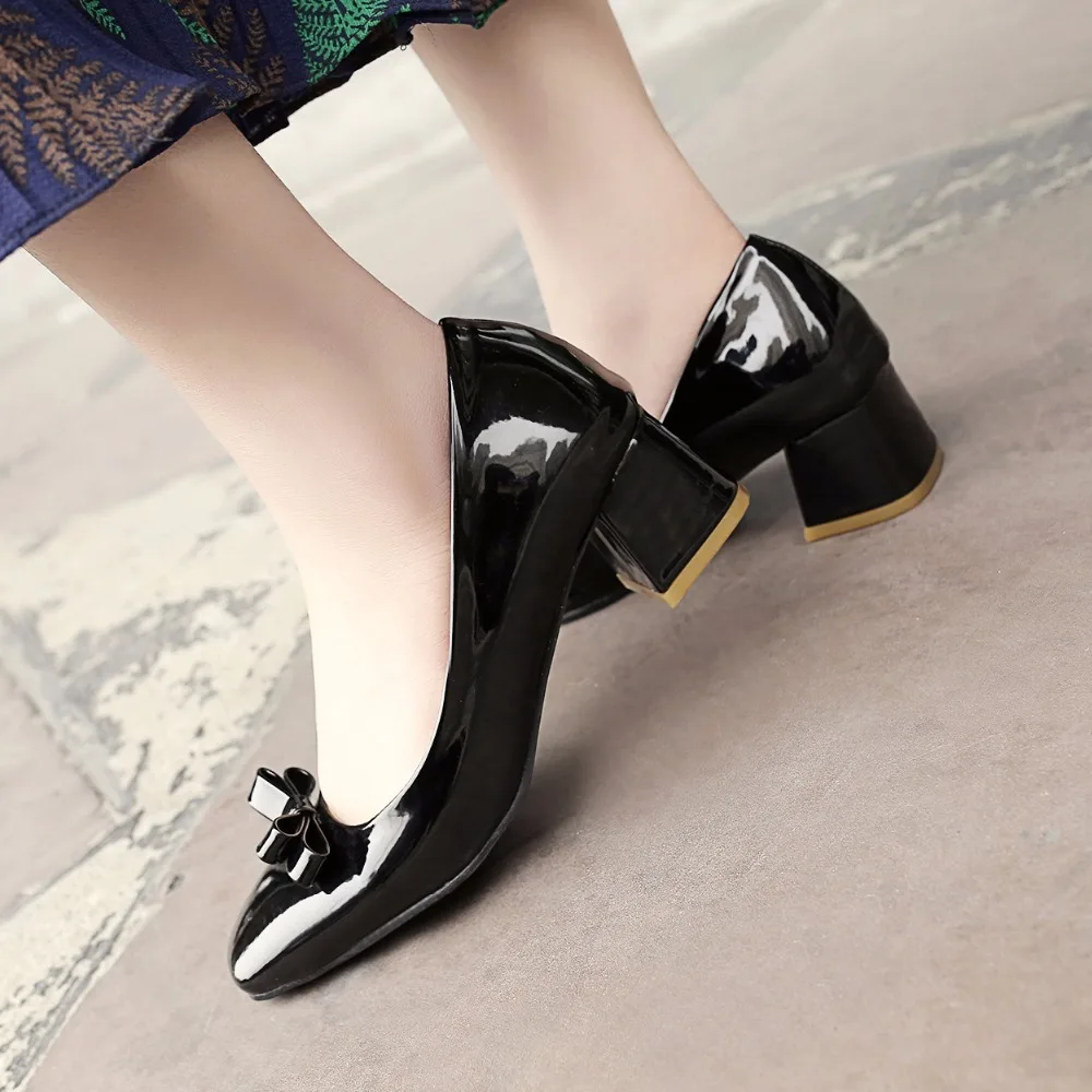 Женские туфли лодочки на высоком квадратном каблуке большие размеры 32 46 4