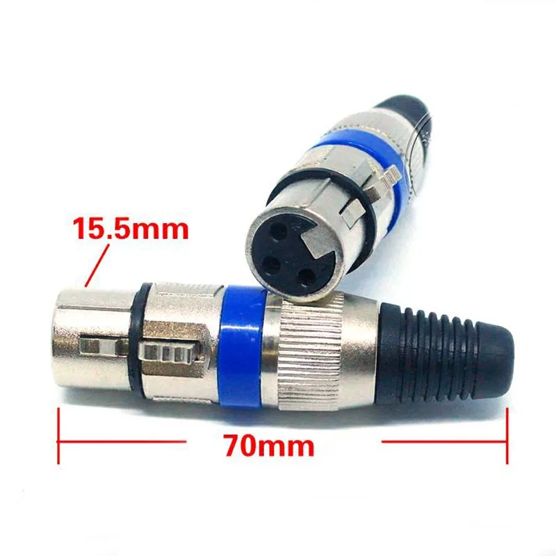 50pcs High Quality XLR Audio Cable Connector 3-core Male and Female 3 Pin Microphone Plug Metal Blue | Компьютеры и офис