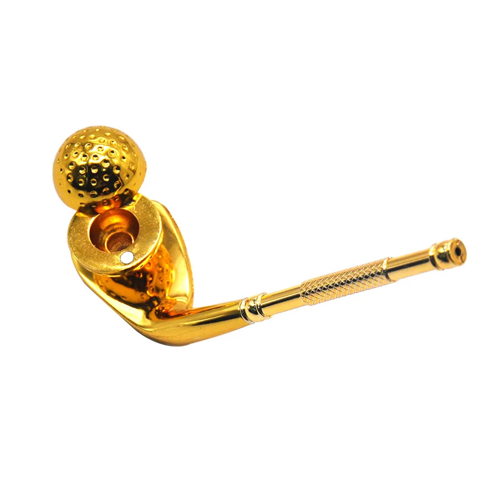 

New Gifts Smoke Mini golf shape Smoke Metal Pipes Portable Creative Smoking Pipe Herb Tobacco Pipes