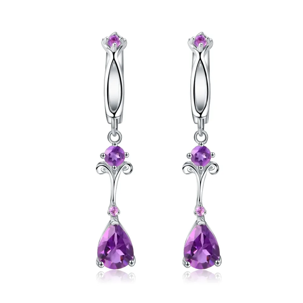 

Gem's Ballet 2.87Ct Natural Purple Amethyst Drop Earring 925 Sterling Silver Flower Romantic Earrings For Women Fine Jewelry